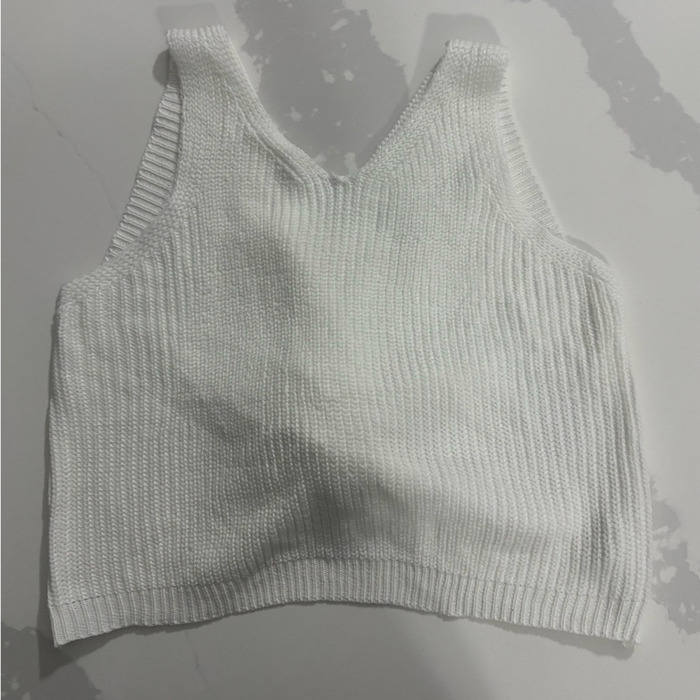 White Knit Sleeveless Top